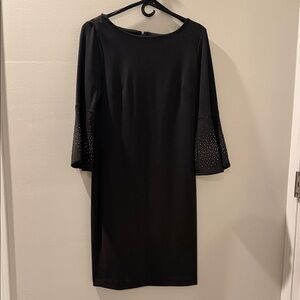 Calvin Klein Black Long Sleeve Dress with Studded Cuffs